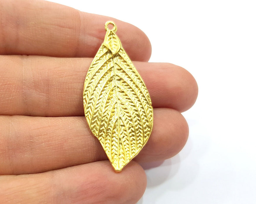 2 Leaf Charms Gold Plated Charms  (47x20mm)  G16365