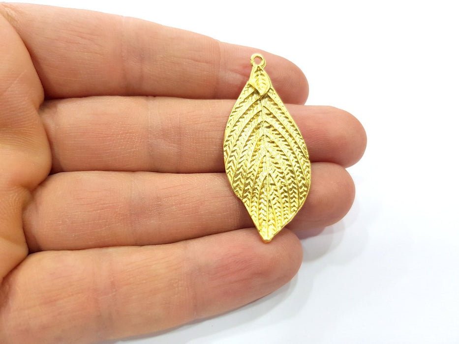 2 Leaf Charms Gold Plated Charms  (47x20mm)  G16365