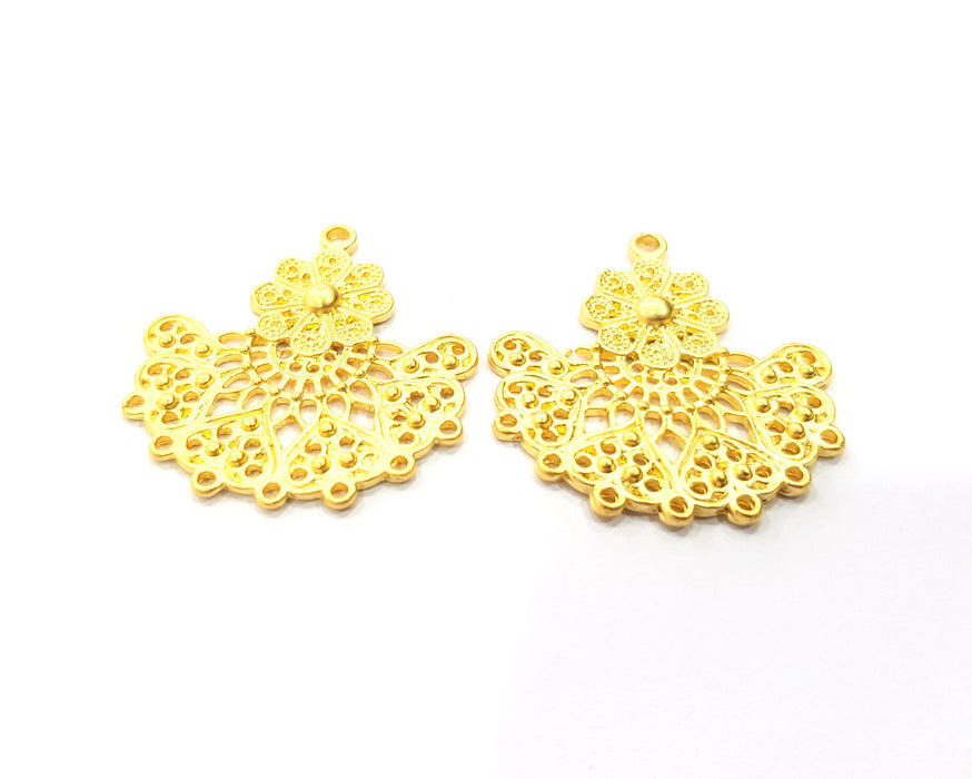 2 Gold Charms Gold Plated Charms  (36x34mm)  G16366