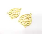 4 Teardrop Connector Charms Gold Plated Charms  (33x23mm)  G16374