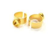 Hammered Ring Blank Setting Cabochon Base inlay Ring Hammered Mounting Adjustable Ring Bezel (10x8mm blank ) Gold Plated Metal G16375