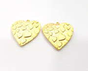 2 Heart Charms Gold Plated Charms  (30mm)  G16376