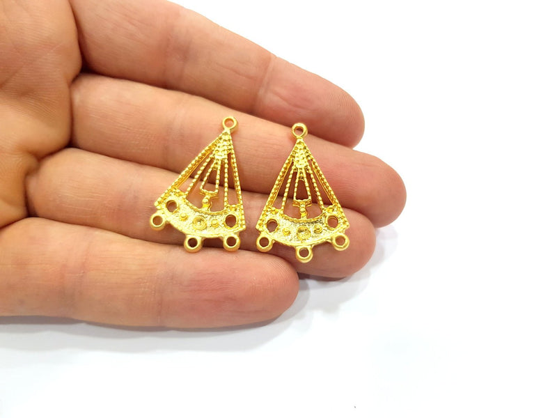 4 Gold Connector Charms Gold Plated Charms  (30x19mm)  G16377