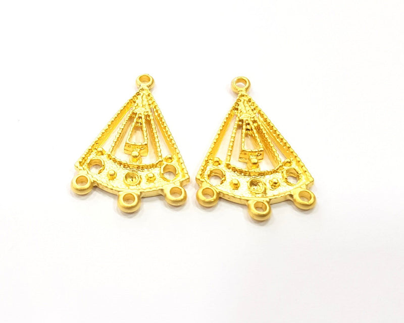 4 Gold Connector Charms Gold Plated Charms  (30x19mm)  G16377