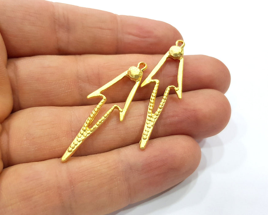 4 Gold Charms Gold Plated Charms  (43x14mm)  G16378