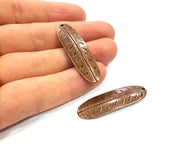 4 Feather Charm Antique Copper Charm (43x13mm) G16379