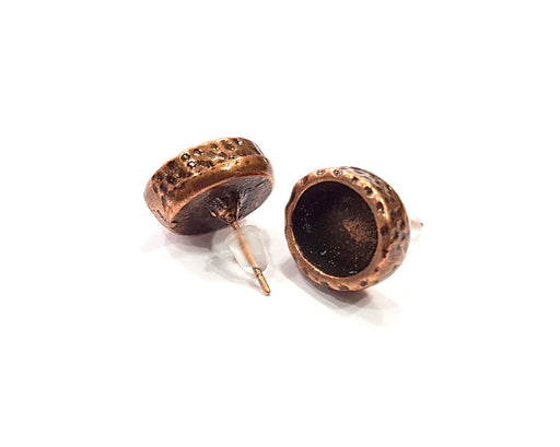 Earring Blank Backs Base Settings Copper Resin Blank Cabochon Base inlay Mountings Antique Copper Plated (10x8mm blank) 1 Pair G16384