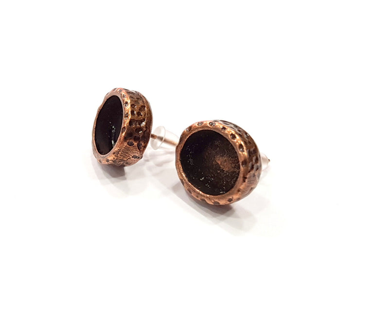 Earring Blank Backs Base Settings Copper Resin Blank Cabochon Base inlay Mountings Antique Copper Plated (10x8mm blank) 1 Pair G16384