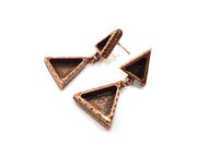 Triangle Earring Blank Backs Base Copper Resin Blank Cabochon Base inlay Mountings Antique Copper Plated (14x13+9x8mm ) 1 Pair G16389