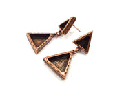 Triangle Earring Blank Backs Base Copper Resin Blank Cabochon Base inlay Mountings Antique Copper Plated (14x13+9x8mm ) 1 Pair G16389
