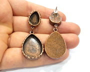 Teardrop Earring Blank Backs Base Copper Resin Blank Cabochon Base inlay Mountings Antique Copper Plated (25x18+14x10mm) 1 Pair G16390