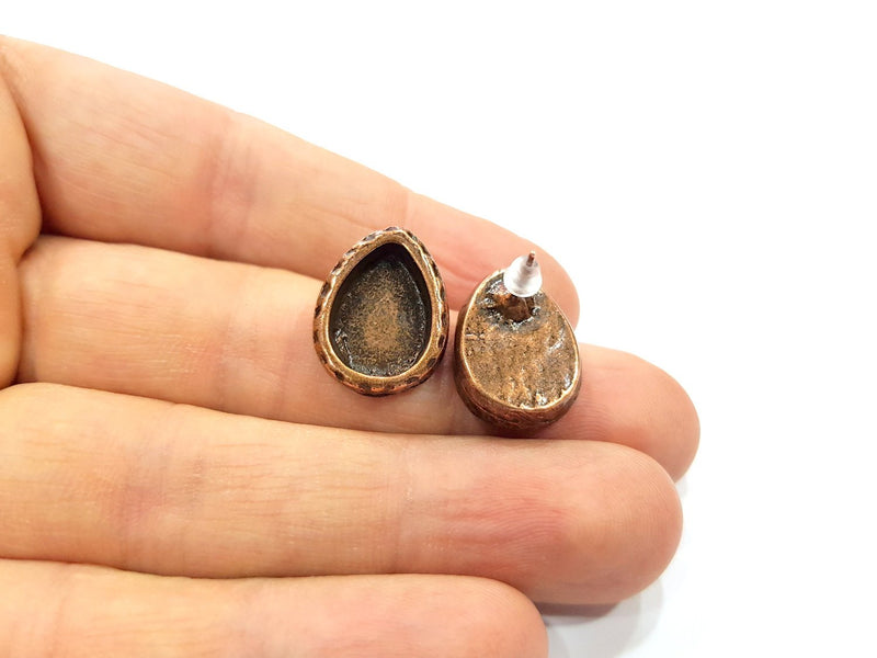 Teardrop Earring Blank Backs Base Copper Resin Blank Cabochon Base inlay Mountings Antique Copper Plated (14x10mm) 1 Pair G16393
