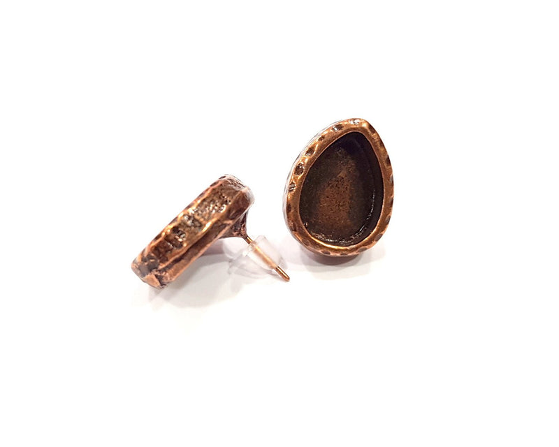 Teardrop Earring Blank Backs Base Copper Resin Blank Cabochon Base inlay Mountings Antique Copper Plated (14x10mm) 1 Pair G16393