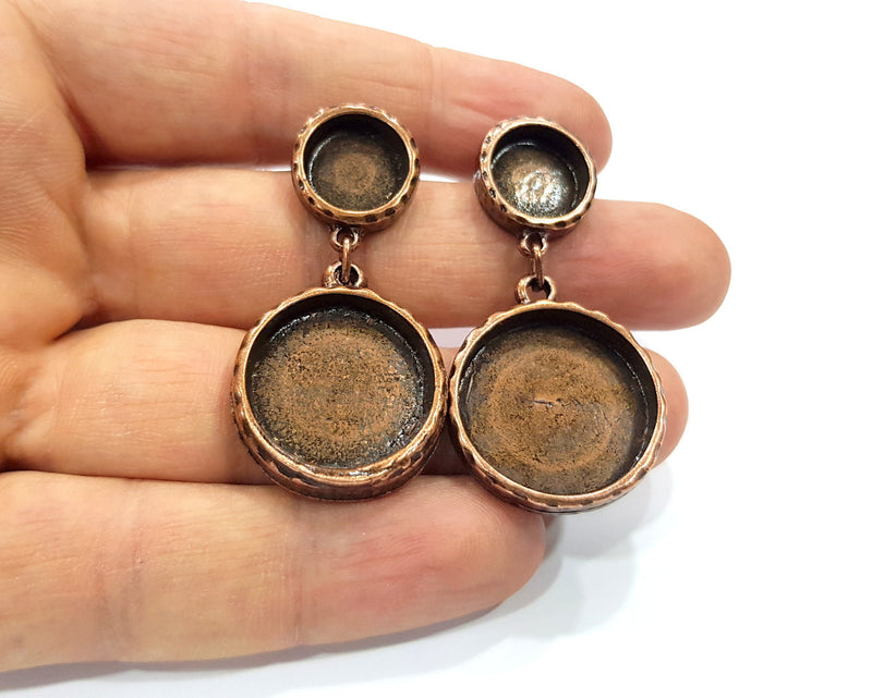 Earring Blank Backs Base Copper Resin Blank Cabochon Base inlay Mountings Antique Copper Plated (22mm + 12mm ) 1 Pair G16394