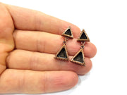 Triangle Earring Blank Backs Base Copper Resin Blank Cabochon Base inlay Mountings Antique Copper Plated (7x6+9x8mm ) 1 Pair G16400