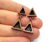 Triangle Earring Blank Backs Base Copper Resin Blank Cabochon Base inlay Mountings Antique Copper Plated (7x6+9x8mm ) 1 Pair G16400