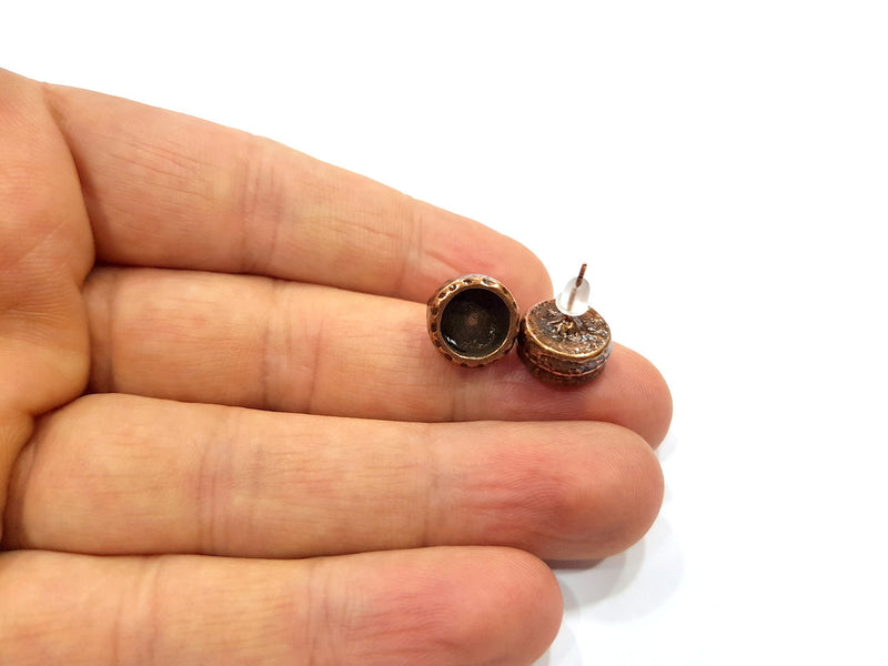 Earring Blank Backs Base Settings Copper Resin Blank Cabochon Base inlay Mountings Antique Copper Plated (8mm blank) 1 Pair G16402