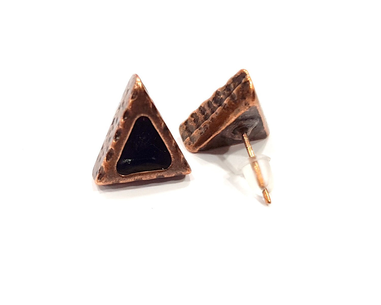 Triangle Earring Blank Backs Base Copper Resin Blank Cabochon Base inlay Mountings Antique Copper Plated (7x6mm) 1 Pair G16403