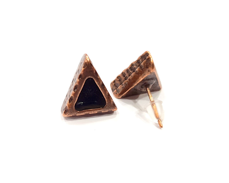 Triangle Earring Blank Backs Base Copper Resin Blank Cabochon Base inlay Mountings Antique Copper Plated (7x6mm) 1 Pair G16403