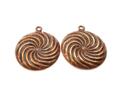 2 Spiral Charm Antique Copper Charm (34mm) G16405