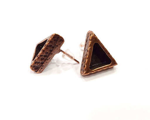 Triangle Earring Blank Backs Base Copper Resin Blank Cabochon Base inlay Mountings Antique Copper Plated (9x8mm) 1 Pair G16408
