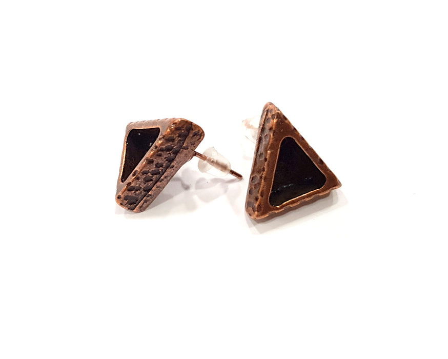 Triangle Earring Blank Backs Base Copper Resin Blank Cabochon Base inlay Mountings Antique Copper Plated (9x8mm) 1 Pair G16408