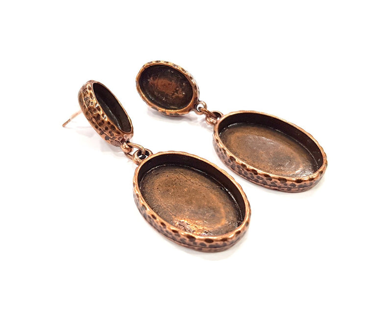 Oval Earring Blank Backs Base Copper Resin Blank Cabochon Base inlay Mountings Antique Copper Plated (14x10+25x18mm) 1 Pair G16409