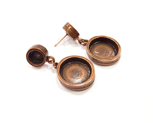 Round Earring Blank Backs Base Copper Resin Blank Cabochon Base inlay Mountings Antique Copper Plated (8mm+16mm) 1 Pair G16411