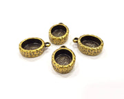 4 Hammered Base Resin Base Pendant Blank inlay Blank Mosaic Blank Bezel Setting Mountings Antique Bronze Plated Metal (10x8mm blank) G16412