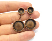 Round Earring Blank Backs Base Copper Resin Blank Cabochon Base inlay Mountings Antique Copper Plated (10mm+18mm) 1 Pair G16416