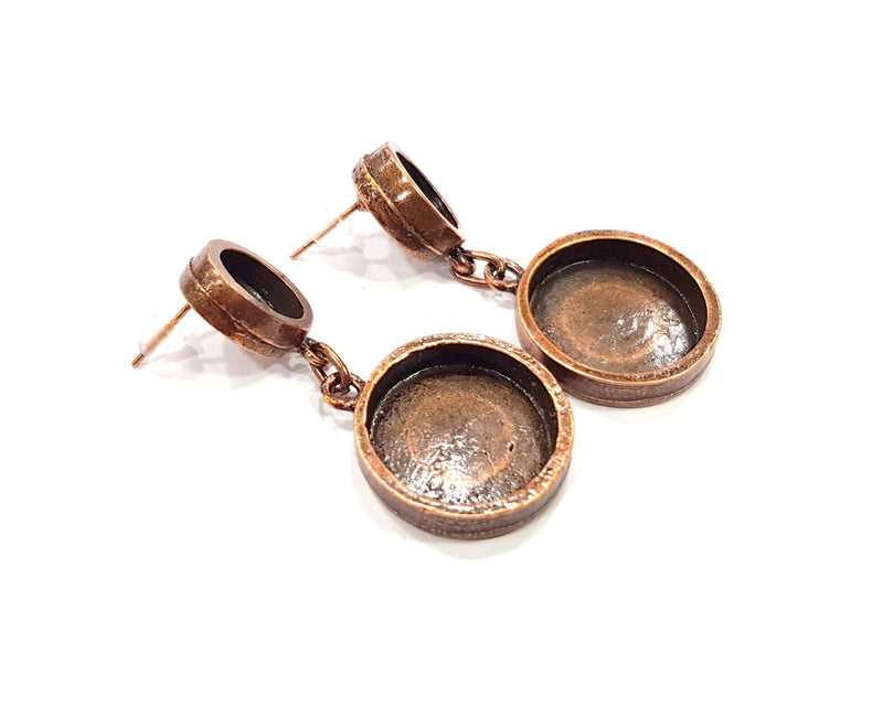 Round Earring Blank Backs Base Copper Resin Blank Cabochon Base inlay Mountings Antique Copper Plated (10mm+18mm) 1 Pair G16416