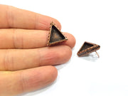 Triangle Earring Blank Backs Base Copper Resin Blank Cabochon Base inlay Mountings Antique Copper Plated (14x13mm) 1 Pair G16418