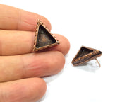Triangle Earring Blank Backs Base Copper Resin Blank Cabochon Base inlay Mountings Antique Copper Plated (14x13mm) 1 Pair G16418