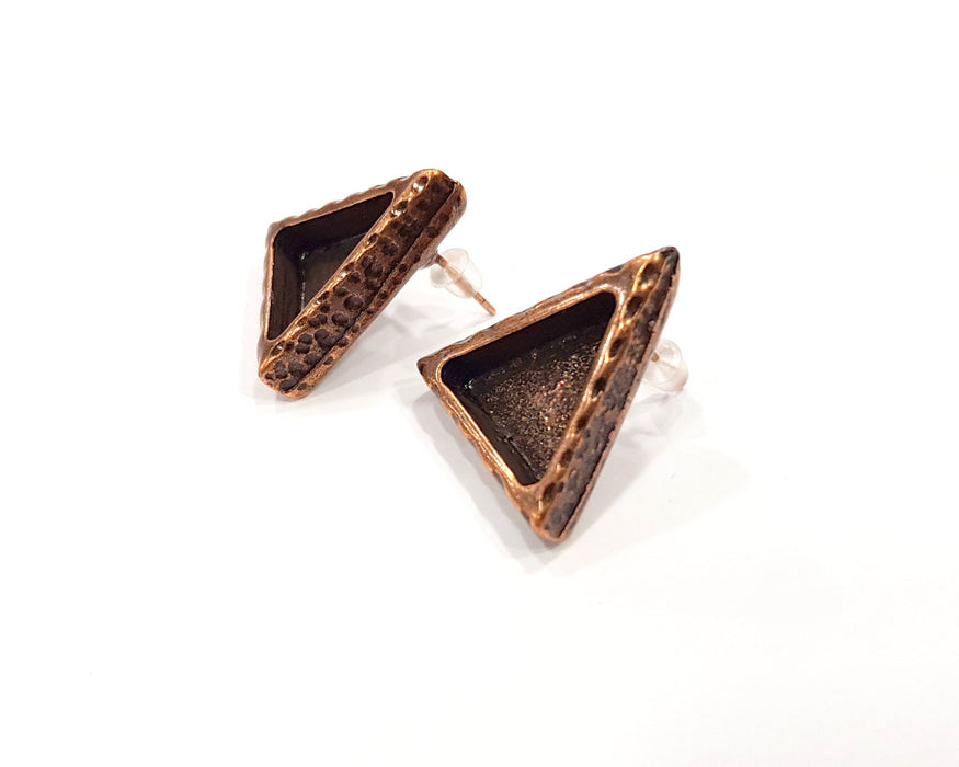 Triangle Earring Blank Backs Base Copper Resin Blank Cabochon Base inlay Mountings Antique Copper Plated (14x13mm) 1 Pair G16418