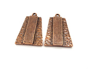 Antique Copper Hammered Pendant Antique Copper Plated Metal (43x28mm) G16419