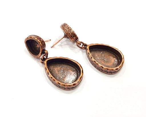 Teardrop Earring Blank Backs Base Copper Resin Blank Cabochon Base inlay Mountings Antique Copper Plated (18x13+10x8mm) 1 Pair G16425