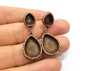 Teardrop Earring Blank Backs Base Copper Resin Blank Cabochon Base inlay Mountings Antique Copper Plated (18x13+10x8mm) 1 Pair G16425