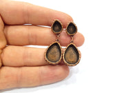 Teardrop Earring Blank Backs Base Copper Resin Blank Cabochon Base inlay Mountings Antique Copper Plated (18x13+10x8mm) 1 Pair G16425