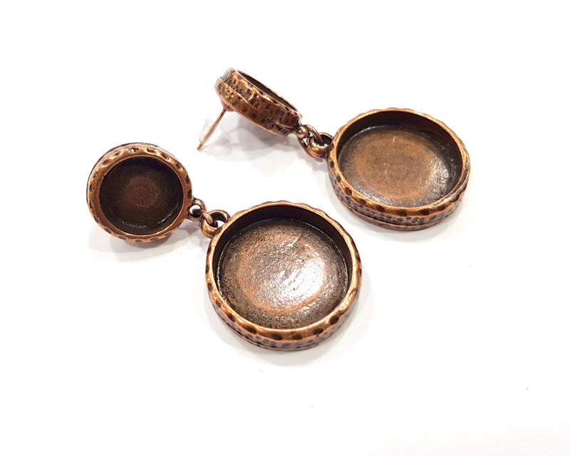 Round Earring Blank Backs Base Copper Resin Blank Cabochon Base inlay Mountings Antique Copper Plated (10mm+18mm) 1 Pair G16426
