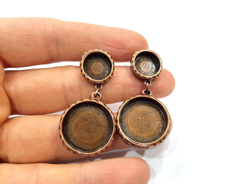 Round Earring Blank Backs Base Copper Resin Blank Cabochon Base inlay Mountings Antique Copper Plated (10mm+18mm) 1 Pair G16426