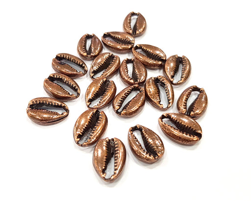 10 Cowrie Shell Charms Antique Copper Charm Antique Copper Plated Metal (13x10mm) G16428