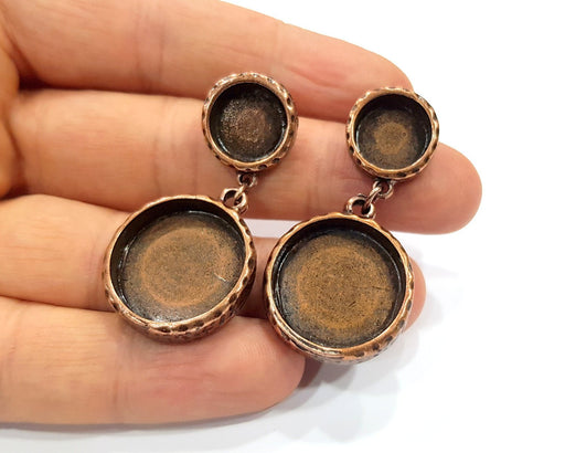 Round Earring Blank Backs Base Copper Resin Blank Cabochon Base inlay Mountings Antique Copper Plated (12mm+20mm) 1 Pair G16430