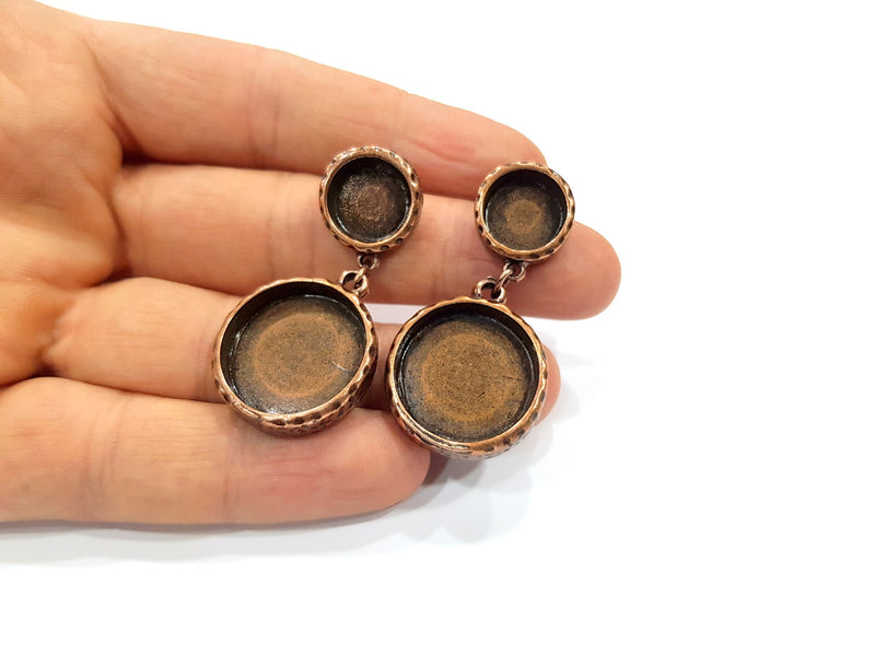 Round Earring Blank Backs Base Copper Resin Blank Cabochon Base inlay Mountings Antique Copper Plated (12mm+20mm) 1 Pair G16430