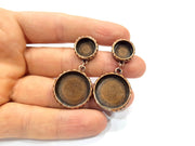 Round Earring Blank Backs Base Copper Resin Blank Cabochon Base inlay Mountings Antique Copper Plated (12mm+20mm) 1 Pair G16430