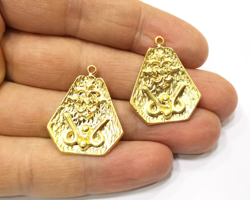 2 Gold Charms Gold Plated Charms  (29x24mm)  G17192