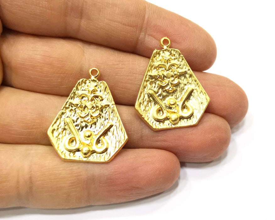 2 Gold Charms Gold Plated Charms  (29x24mm)  G17192