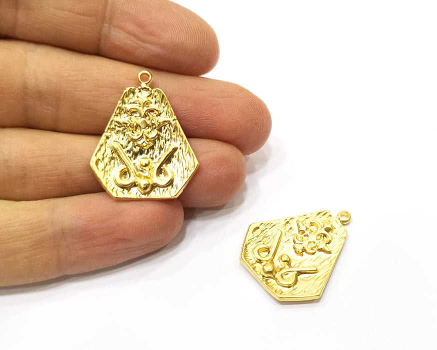 2 Gold Charms Gold Plated Charms  (29x24mm)  G17192