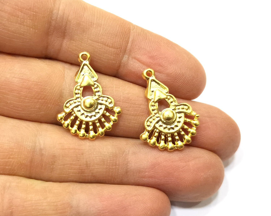 4 Gold Charms Gold Plated Charms  (25x18mm)  G17193