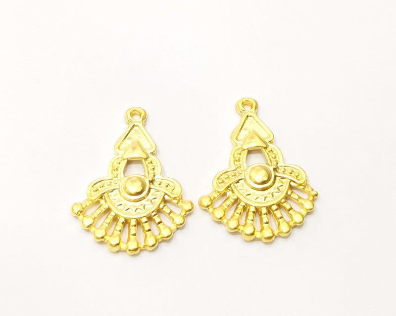 4 Gold Charms Gold Plated Charms  (25x18mm)  G17193