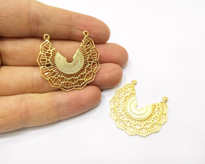 2 Gold Charms Gold Plated Charms  (36x34mm)  G17194